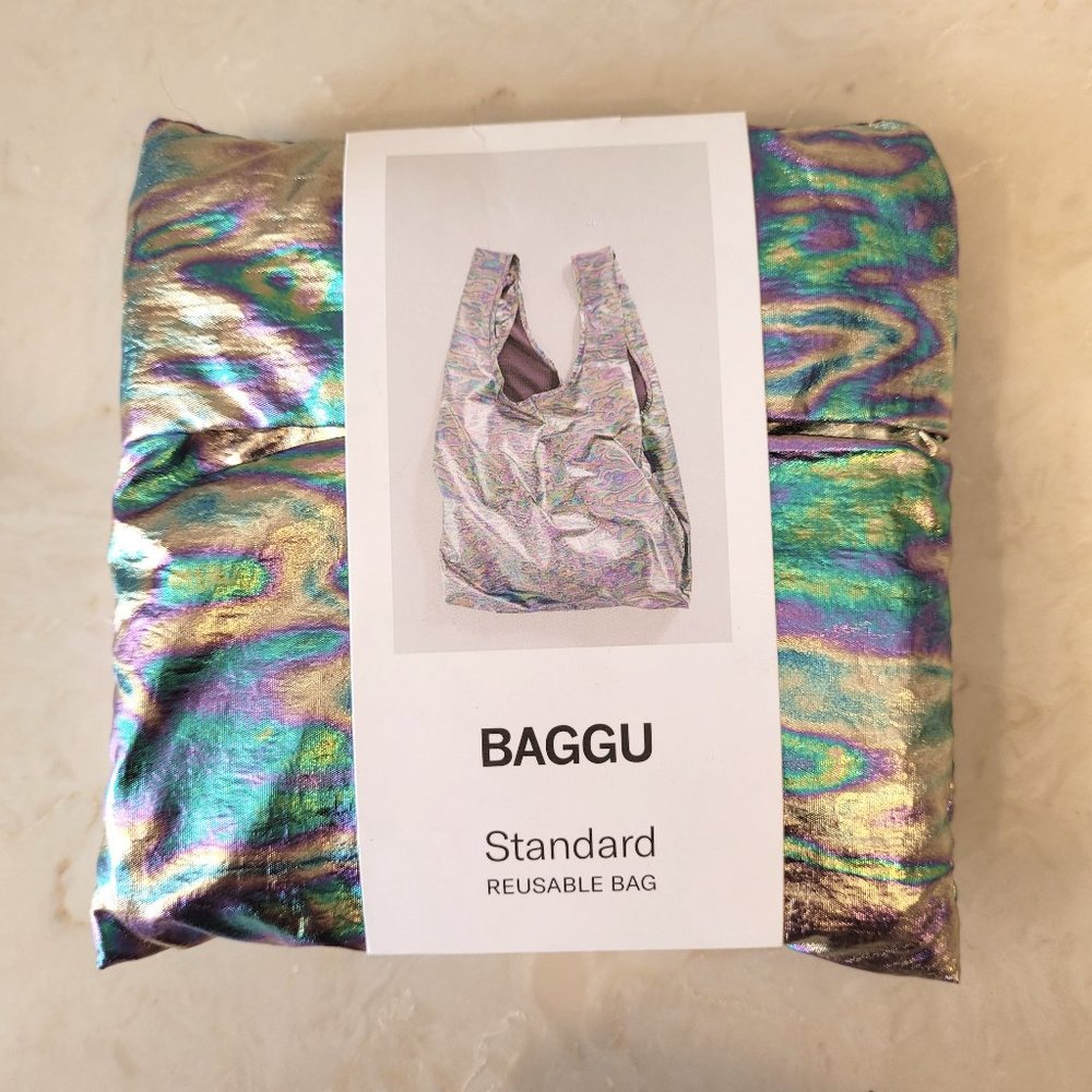 NEW (NWT) BAGGU Standard Reusable Bag Rainbow Metallic